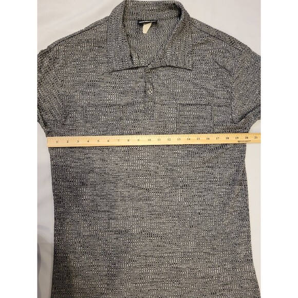 Vintage Odo Mens Polo Shirt Fits Medium Silver Black Shiny Disco Club Party - Picture 7 of 10